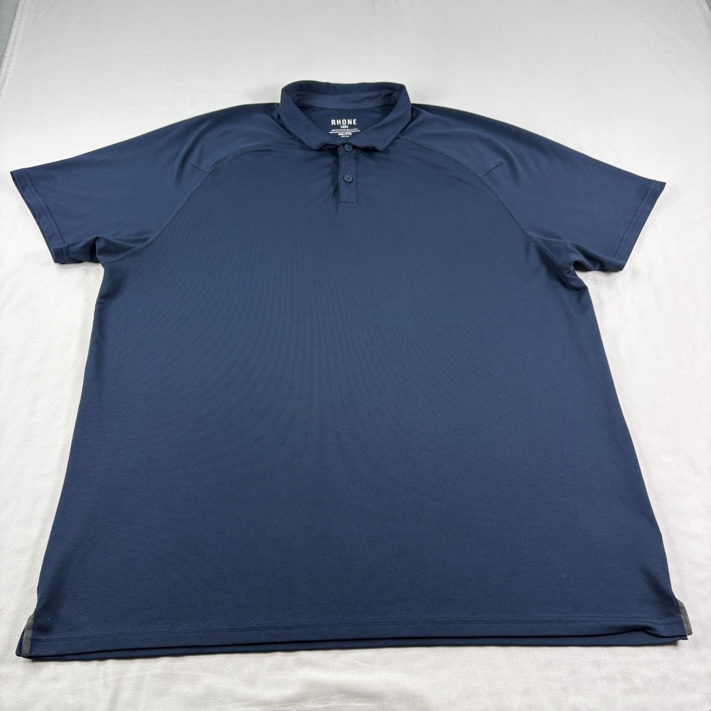 Rhone‎ Shirt Mens 2XL Blue Delta Pique Polo Short Sleeve Golf Performance